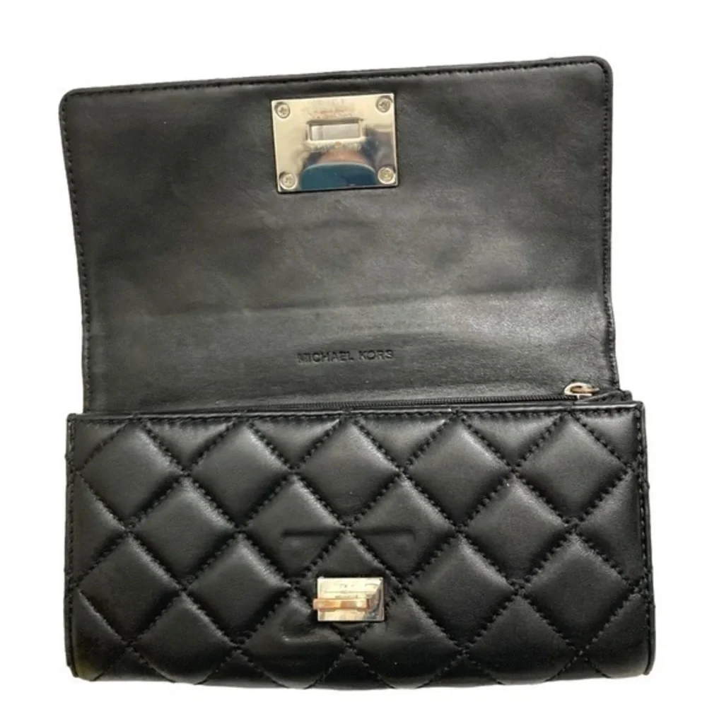 Michael kors quilted black leather wallet